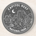 Capitol Reef National Park Monoline   Coaster<br><div class="desc">Capitol Reef monoline design. The park surrounds a long wrinkle in the earth known as the Waterpocket Fold,  with layers of golden sandstone,  canyons and striking rock formations.</div>