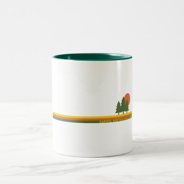 Capitol Reef National Park Pine Trees Sun Two-Tone Coffee Mug (Center)