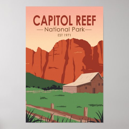 Capitol Reef National Park Ranch Vintage Poster