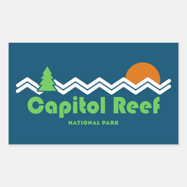 Capitol Reef National Park Retro Rectangular Sticker (Front)