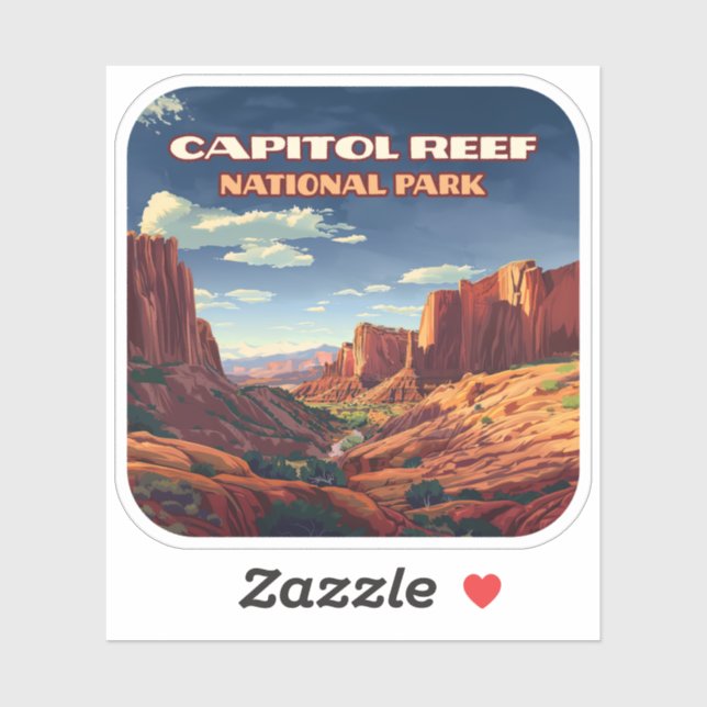 Capitol Reef National Park Utah Desert Vintage Sticker (Sheet)