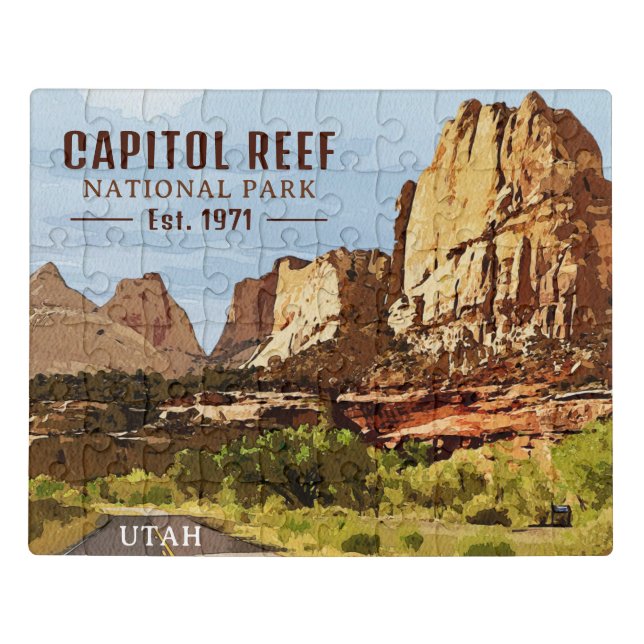 Capitol Reef National Park Utah Desert Watercolor Jigsaw Puzzle (Puzzle Horizontal)