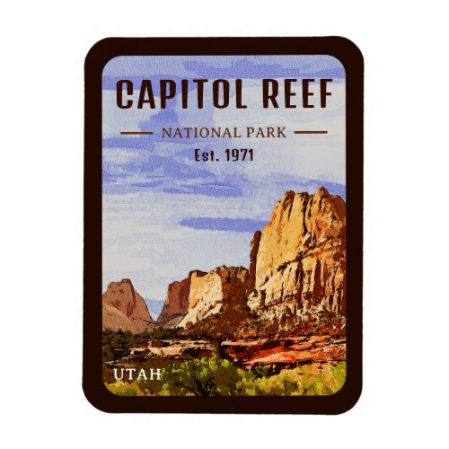 Capitol Reef National Park Utah Desert Watercolor Magnet