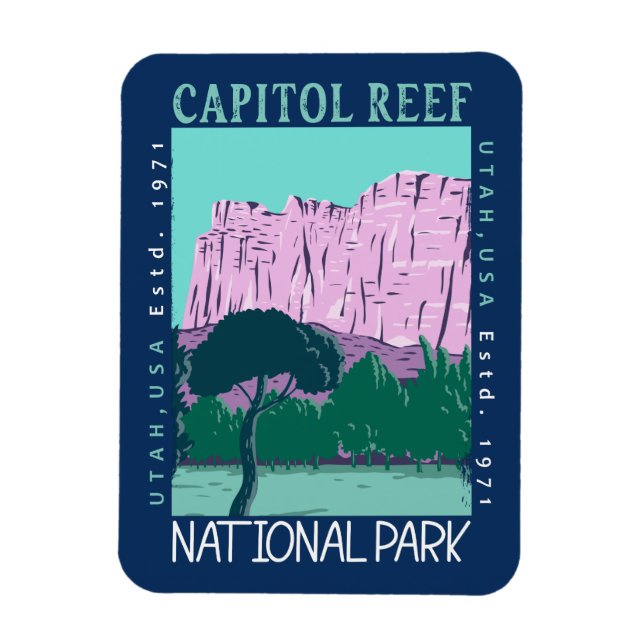  Capitol Reef National Park Utah Distressed Retro  Magnet (Vertical)