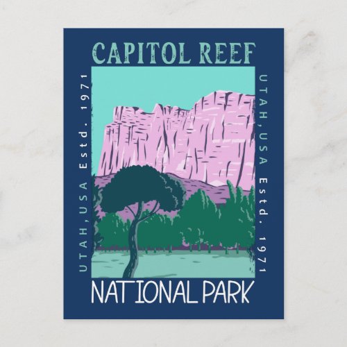  Capitol Reef National Park Utah Distressed Retro Postcard