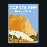 Capitol Reef National Park Utah Golden Throne Postcard<br><div class="desc">Capitol Reef vector artwork design. The park surrounds a long wrinkle in the earth known as the Waterpocket Fold,  with layers of golden sandstone,  canyons and striking rock formations.</div>