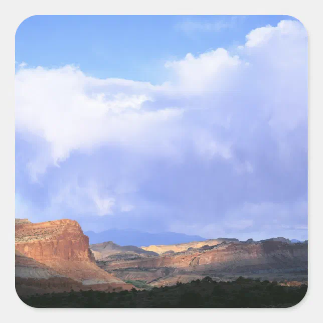 Capitol Reef National Park, Utah. USA. Cumulus Square Sticker | Zazzle