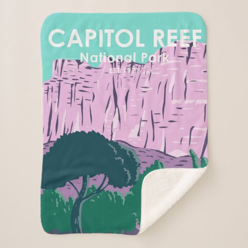  Capitol Reef National Park Utah Vintage Sherpa Blanket