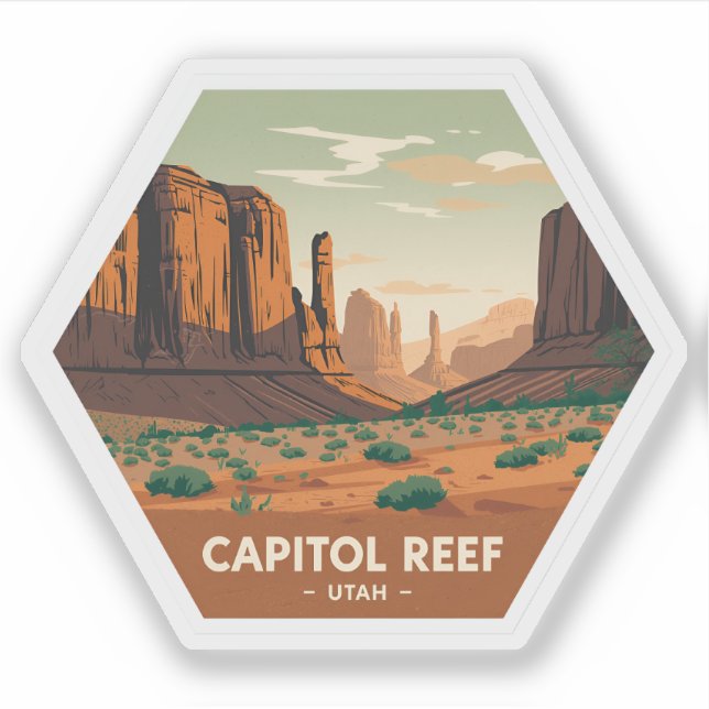 Capitol Reef National Park Utah Vintage Travel Sticker (Front)