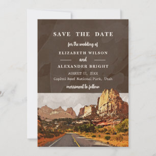 Capitol Reef NP Utah Desert Watercolor Wedding Invitation