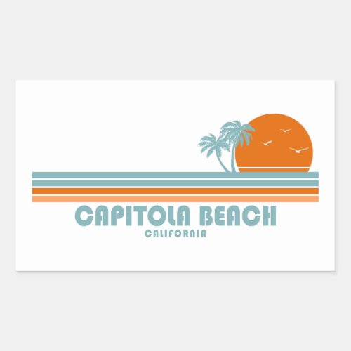Capitola Beach California Sun Palm Trees Rectangular Sticker