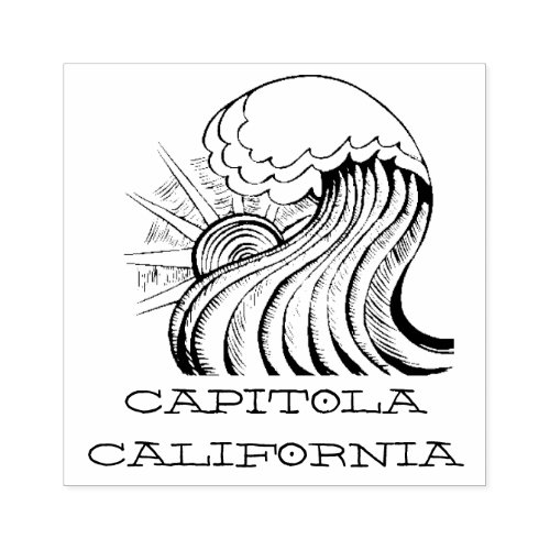 Capitola California big wave Rubber Stamp