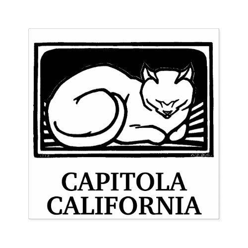 Capitola California cat vintage art Rubber Stamp