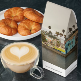 Capitola coffee scenes at beach and painted houses