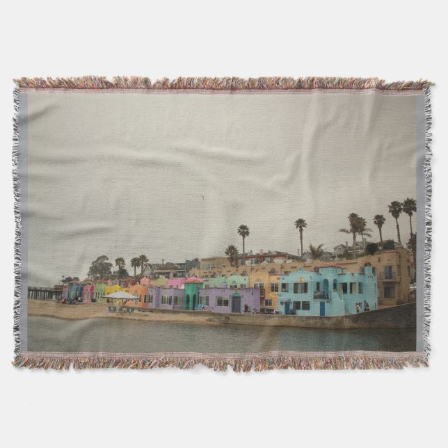 Capitola Village painted Venetians beach Throw Blanket (Front)