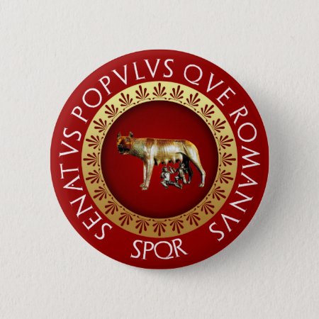Capitoline Wolf Button