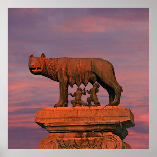 Capitoline Wolf Rome Symbol Myth Bronze Sculpture Poster