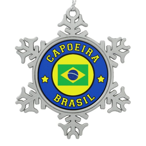 Capoeira Brasil Snowflake Pewter Christmas Ornament