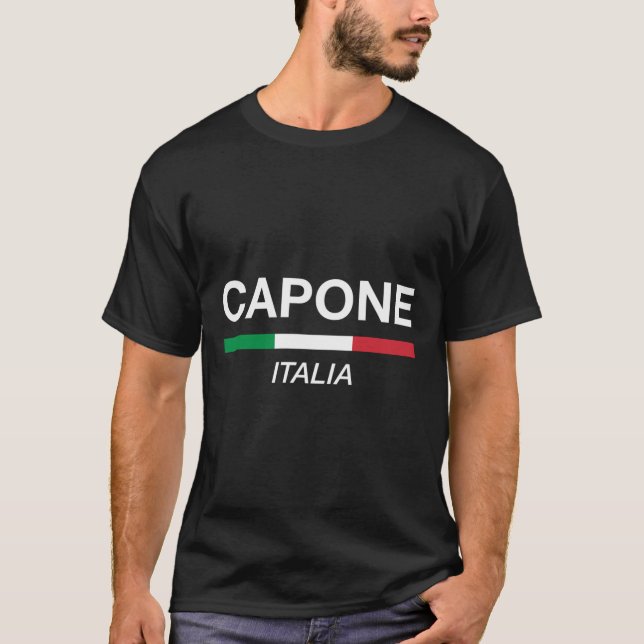 Capone Italian Name Family Surname Gift Italy Flag T-Shirt (Front)