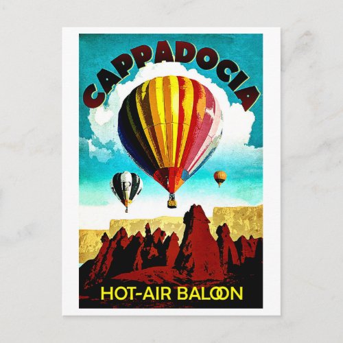 Cappadocia hotair baloons panorama Turkey Postcard
