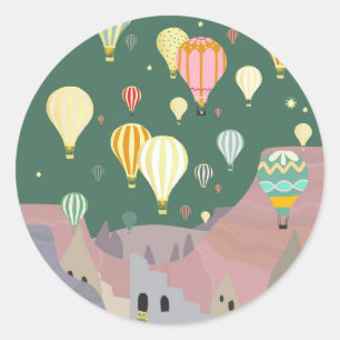 Cappadocia Night Art Hot Air Balloon Turkey Classic Round Sticker