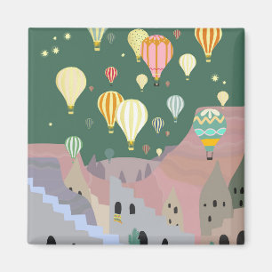 Cappadocia Night Art Hot Air Balloon Turkey Magnet