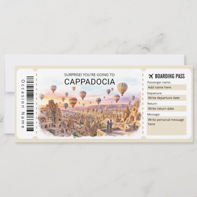 Cappadocia Trip Boarding Pass Ticket Invitation (Front)