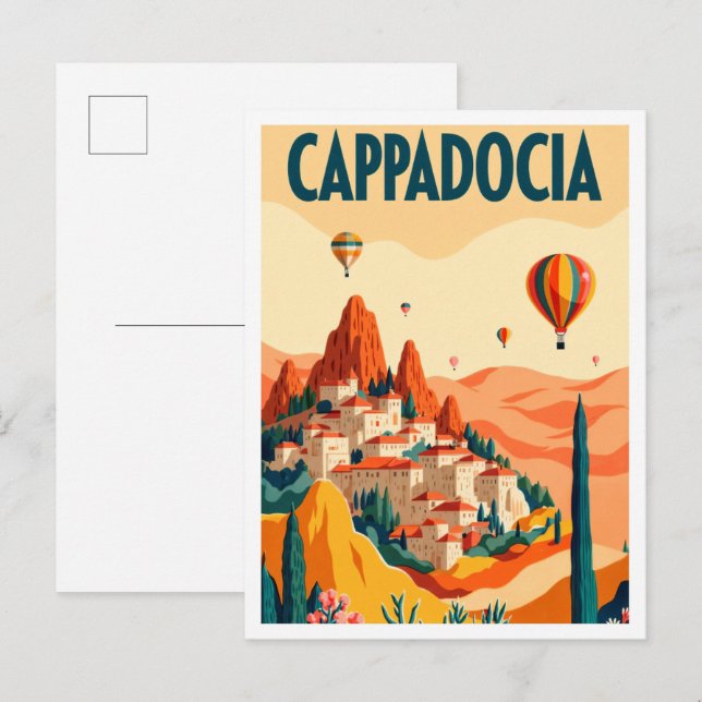 Cappadocia Turkey Art vintage Travel Postcard (Front/Back)