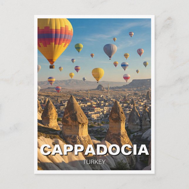 Cappadocia Turkey Hot Air Balloons Travel Postcard (Front)