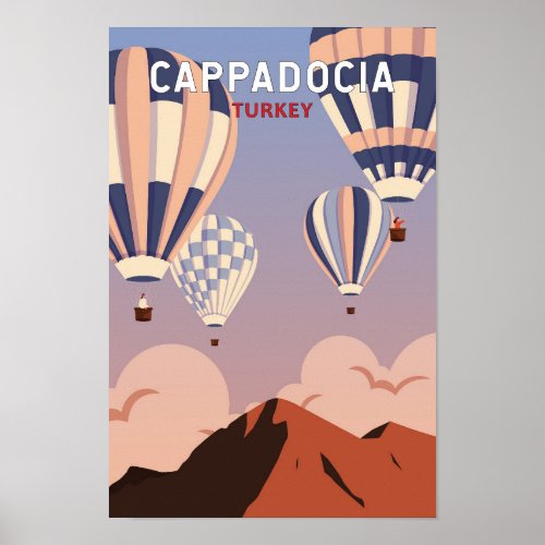 Cappadocia Turkey Retro Travel Art Vintage  Poster