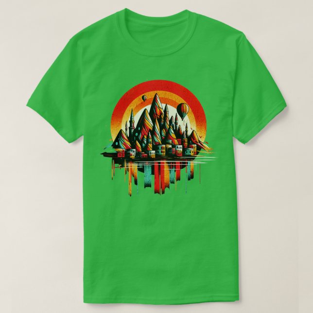 Cappadocia Turkey Vibrant Retro Circle Design T-Shirt (Design Front)