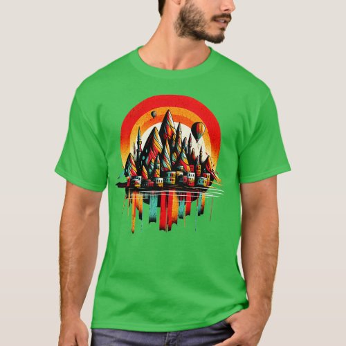 Cappadocia Turkey Vibrant Retro Circle Design T_Shirt