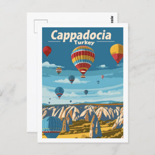 Cappadocia Turkey Vintage Famous Travel Place Postcard