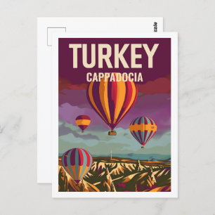 Cappadocia Turkey Vintage Famous Travel Place Postcard