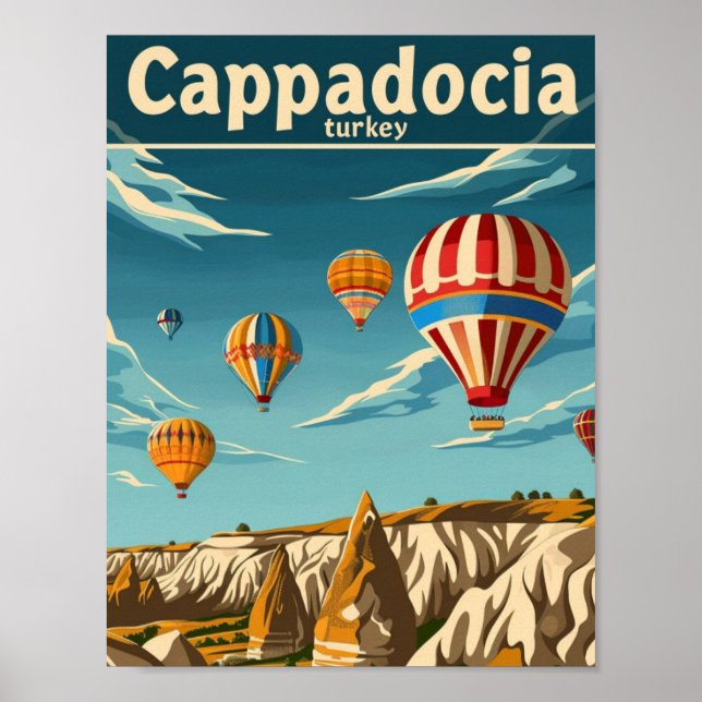 Cappadocia Turkey Vintage Famous Travel Place Poster (Front)