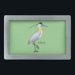 Capped heron bird cartoon illustration  belt buckle<br><div class="desc">Capped heron bird cartoon illustration.</div>