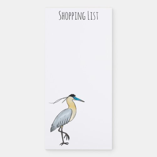 Capped heron bird cartoon illustration  magnetic notepad