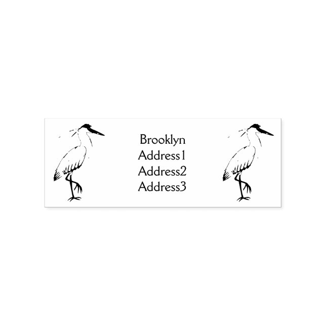 Capped heron bird cartoon illustration  rubber stamp (Imprint)
