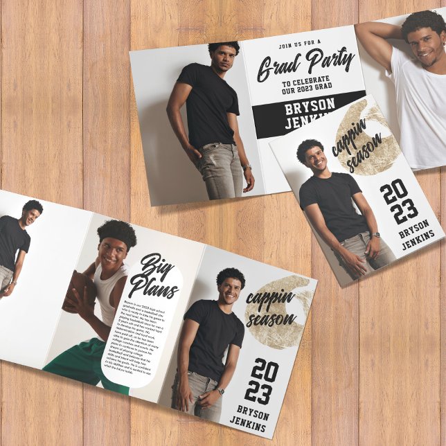 Cappin Season Masculine Graduation Invitation (Creator Uploaded)