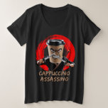 Cappuccino Assassino Coffee Lover Italian Brainrot Plus Size T-Shirt<br><div class="desc">Cappuccino Assassino features Italian humor that causes brainrot from laughter. The image depicts a humorous  cappuccino,  making it an ideal meme for coffee and meme lovers. It is a simple but funny option to showcase your passion of memeitalian and brainrot memes.</div>