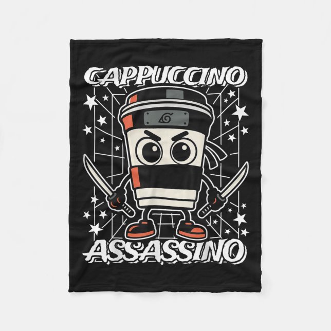 Cappuccino-assassino Italian-brainrot Coffee Assas Fleece Blanket (Front)