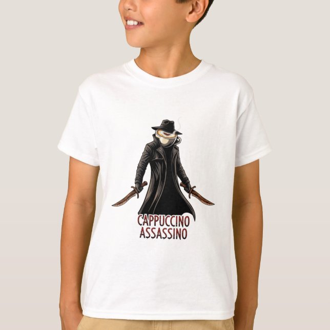 Cappuccino Assassino T-Shirt | Dark Humor Italian  (Front)