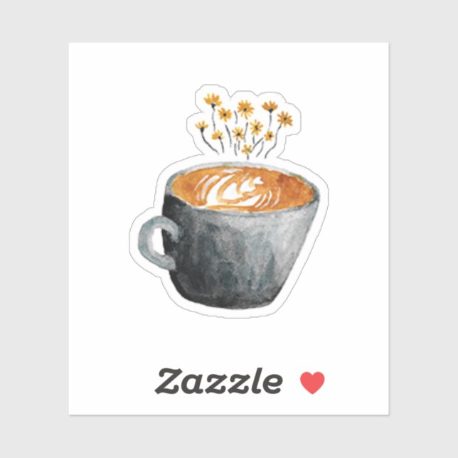 Cappuccino Coffee And Mini Flowers Sticker (Sheet)