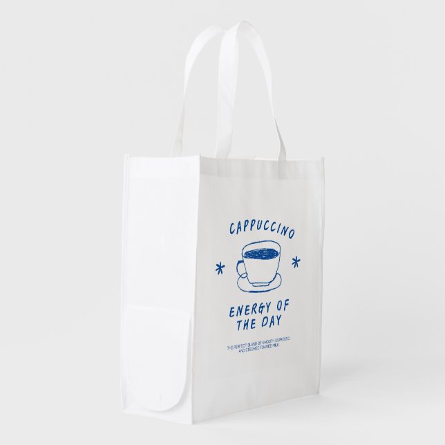 Cappuccino Coffee bag| Funny Coffee Lover Gift Grocery Bag (Front Side)
