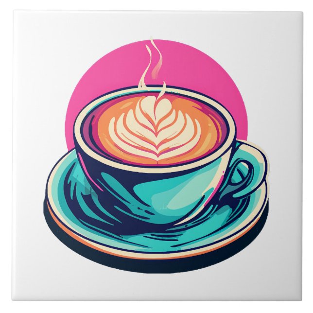 Cappuccino coffee cup ceramic tile (Front)