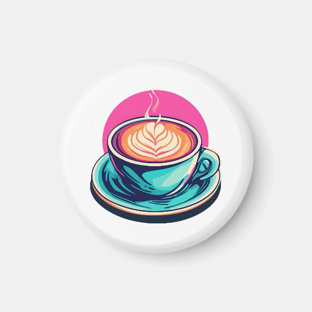 Cappuccino coffee cup magnet (Front)