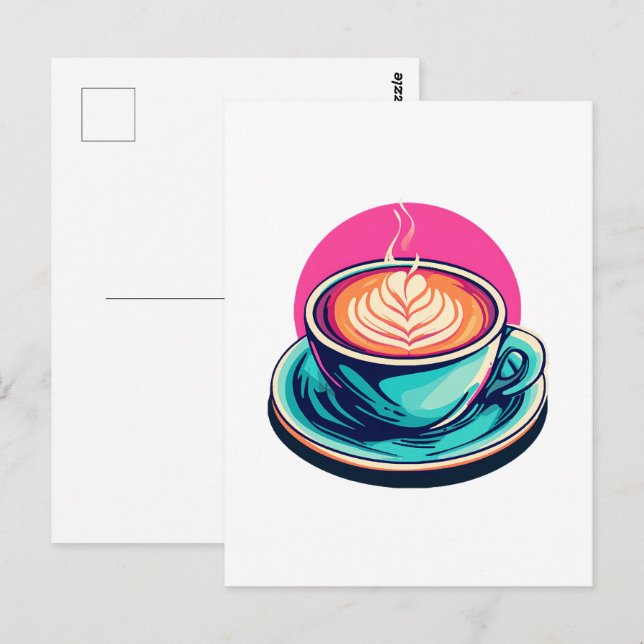 Cappuccino coffee cup postcard (Front/Back)