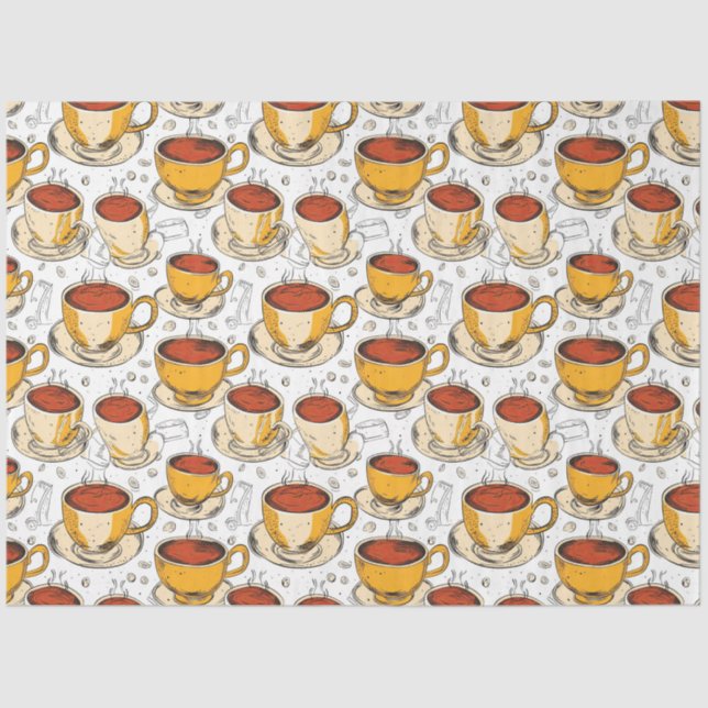 Cappuccino Coffee ephemera collage pattern Tissue Paper (Front)
