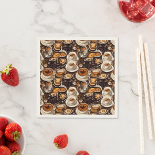 Cappuccino Coffee Oil Paint Pattern Napkins