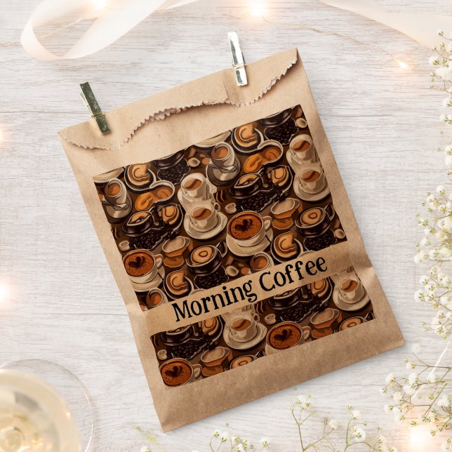 Cappuccino Coffee Oil Paint Pattern Personalized Favor Bag (Clipped)